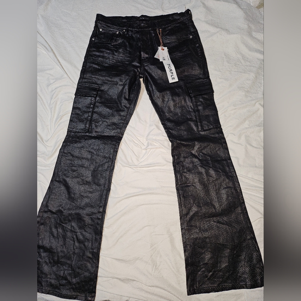 Purple Brand Coated flare cargo pants